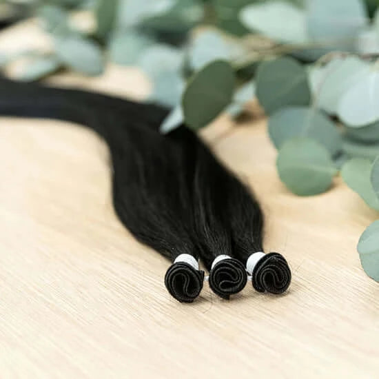 24 INCH CUSTOM HANDTIED NOW SOLD IN 100 GRAM BUNDLE PACKS WITH 5 WEFTS IN EACH ORDER. INDIVIDUAL WEFTS AVAILABLE IN SELECT COLORS ACCORDING TO STOCK. CUSTOM ORDERS MAY TAKE 2 WEEKS FOR ORDERING PLUS SHIPPING TO ARRIVE. HANDTIED HAIR EXTENSIONS ARE A LUXUR