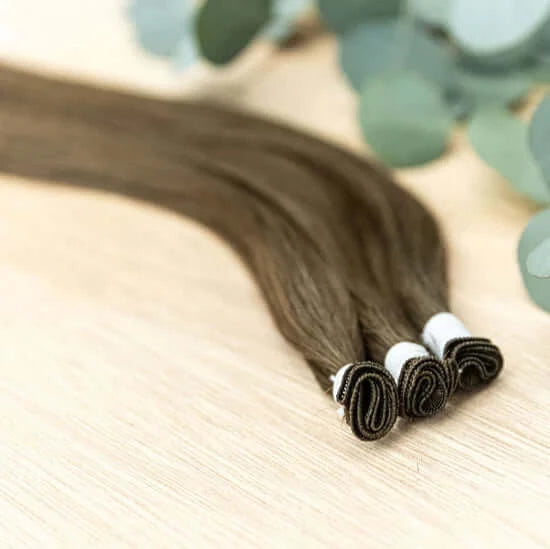 24 INCH CUSTOM HANDTIED NOW SOLD IN 100 GRAM BUNDLE PACKS WITH 5 WEFTS IN EACH ORDER. INDIVIDUAL WEFTS AVAILABLE IN SELECT COLORS ACCORDING TO STOCK. CUSTOM ORDERS MAY TAKE 2 WEEKS FOR ORDERING PLUS SHIPPING TO ARRIVE. HANDTIED HAIR EXTENSIONS ARE A LUXUR