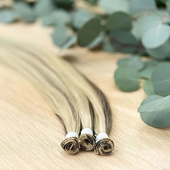 24 INCH CUSTOM HANDTIED NOW SOLD IN 100 GRAM BUNDLE PACKS WITH 5 WEFTS IN EACH ORDER. INDIVIDUAL WEFTS AVAILABLE IN SELECT COLORS ACCORDING TO STOCK. CUSTOM ORDERS MAY TAKE 2 WEEKS FOR ORDERING PLUS SHIPPING TO ARRIVE. HANDTIED HAIR EXTENSIONS ARE A LUXUR