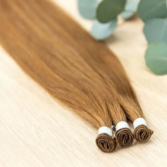 24 INCH CUSTOM HANDTIED NOW SOLD IN 100 GRAM BUNDLE PACKS WITH 5 WEFTS IN EACH ORDER. INDIVIDUAL WEFTS AVAILABLE IN SELECT COLORS ACCORDING TO STOCK. CUSTOM ORDERS MAY TAKE 2 WEEKS FOR ORDERING PLUS SHIPPING TO ARRIVE. HANDTIED HAIR EXTENSIONS ARE A LUXUR